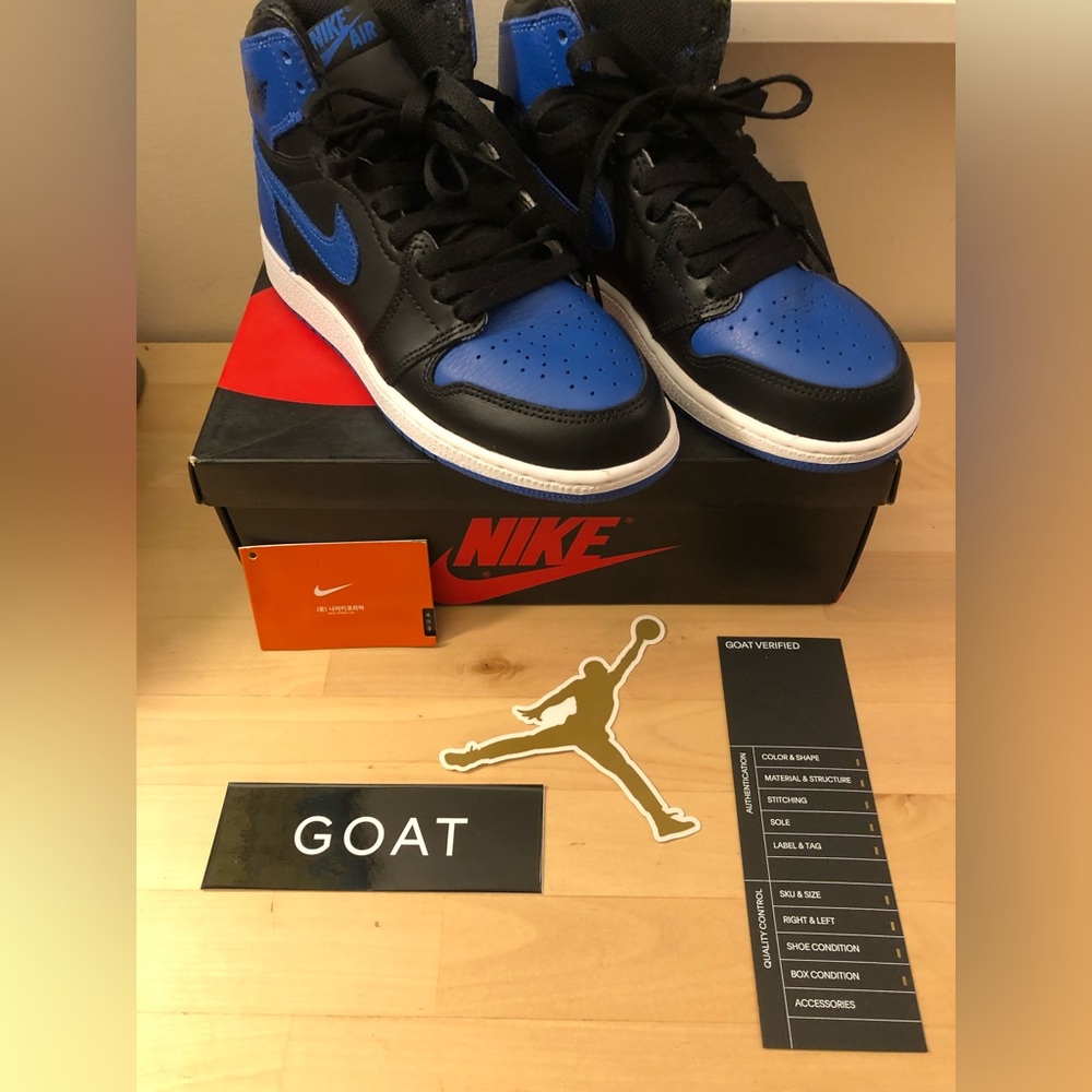 NWT. Air Jordan 1 Retro High OG BG ‘Royal’ 2017. GOAT approved. Y3.5/W5.0